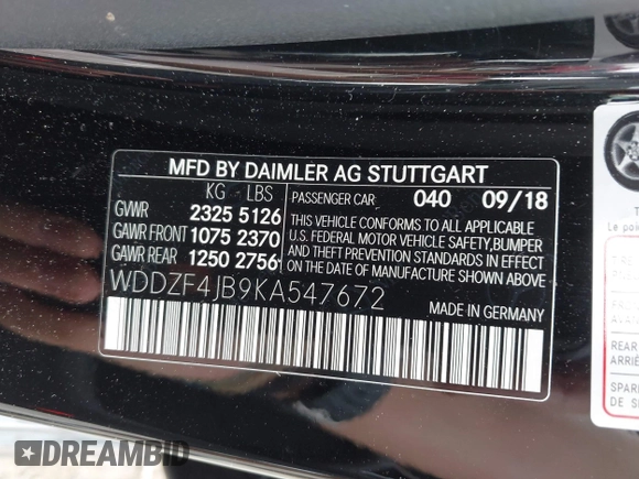 2019 Mercedes-Benz E 300 с VIN WDDZF4JB9KA547672, выставлен на аукционе IAAI как лот 41936530 с пробегом 67 332 миль миль и . История ставок и продаж доступна на DreamBid. Изображение 9.
