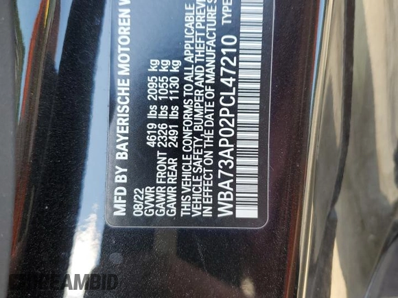 2023 BMW 4 Series 430i xDrive z VIN WBA73AP02PCL47210, wystawiony jako Copart lot #72401194 z przebiegiem 27 518 mil mil oraz Szkoda całkowita • Salvage title. Historia ofert i sprzedaży dostępna na DreamBid. Obrazek 12.