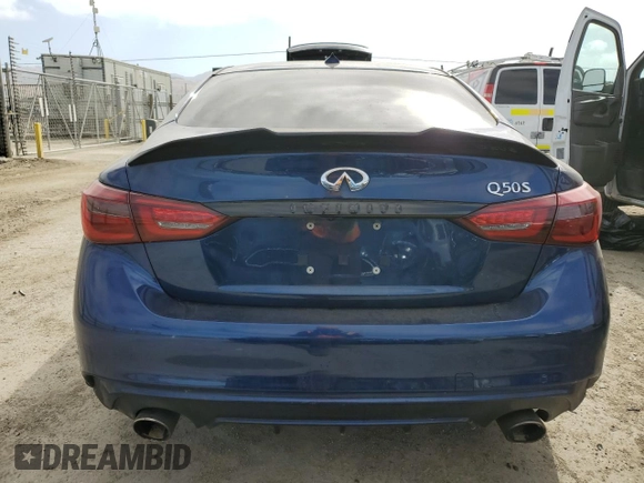 2018 Infiniti Q50 Luxe with VIN JN1EV7AP9JM356259, listed as a Copart auction lot 57756895 with 62,607 mi miles and Salvage title. Bid and sale history available at DreamBid. Image 6.