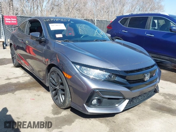 2020 Honda Civic Si Coupe with VIN 2HGFC3A56LH753336, listed as a IAAI auction lot 41748457 with 55,079 mi miles. Bid and sale history available at carsss.com. Image 1.