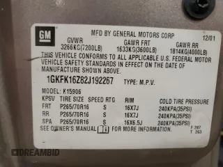 2002 GMC Yukon XL SLT with VIN 1GKFK16Z82J192267, listed as a Copart auction lot 41582955 with 302,076 mi miles and Salvage Title. Bid and sale history available at carsss.com. Image 13.