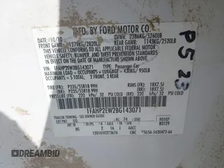 2011 Ford Taurus SEL z VIN 1FAHP2EW2BG143071, wystawiony jako IAAI lot #41538097 z przebiegiem 126 668 mil mil oraz . Historia ofert i sprzedaży dostępna na DreamBid. Obrazek 9.