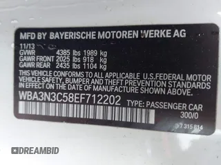 2014 BMW 4 Series 428i with VIN WBA3N3C58EF712202, listed as a IAAI auction lot 41843517 with 90,958 mi miles and . Bid and sale history available at DreamBid. Image 9.