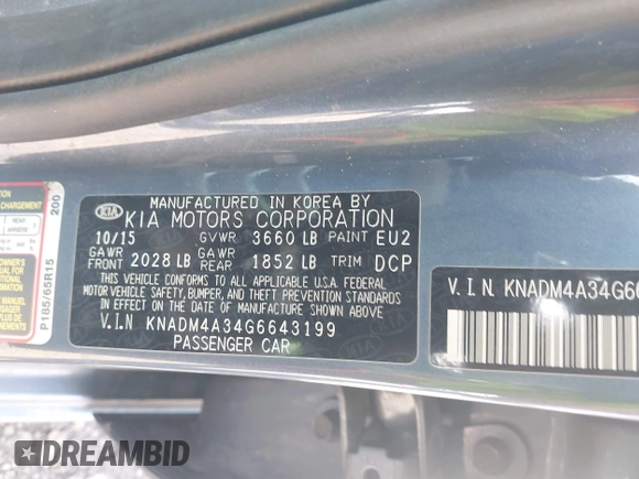 2016 Kia Rio LX with VIN KNADM4A34G6643199, listed as a IAAI auction lot 42003014 with 97,376 mi miles and . Bid and sale history available at DreamBid. Image 9.