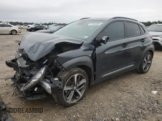 2021 Hyundai Kona Ultimate with VIN KM8K53A55MU665296, listed as a Copart auction lot 87856885 with 28,574 mi miles and Salvage Title. Bid and sale history available at carsss.com. Image 1.