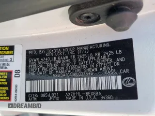 2024 Lexus ES 300h with VIN 58ADA1C13RU037546, listed as a Copart auction lot 57158805 with 49,138 mi miles and Salvage title. Bid and sale history available at DreamBid. Image 12.