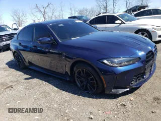 2022 BMW M3 with VIN WBS53AY08NFM32792, listed as a Copart auction lot 51468675 with 26,040 mi miles and Salvage Title. Bid and sale history available at carsss.com. Image 4.