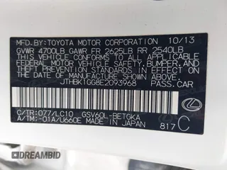 2014 Lexus ES 330 with VIN JTHBK1GG8E2093968, listed as a IAAI auction lot 42389494 with 175,815 mi miles and . Bid and sale history available at DreamBid. Image 9.