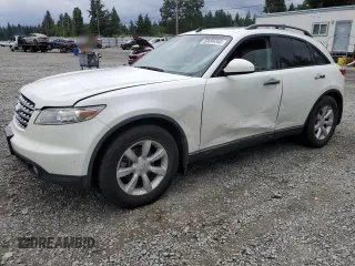 2005 Infiniti FX z VIN JNRAS08W25X218334, wystawiony jako Copart lot #60494345 z przebiegiem 134 453 mil mil oraz Szkoda całkowita • Salvage title. Historia ofert i sprzedaży dostępna na DreamBid. Obrazek 1.