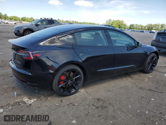 2020 Tesla Model 3 Performance z VIN 5YJ3E1EC8LF646755, wystawiony jako Copart lot #57224755 z przebiegiem 38 556 mil mil oraz Szkoda całkowita • Salvage title. Historia ofert i sprzedaży dostępna na DreamBid. Obrazek 3.
