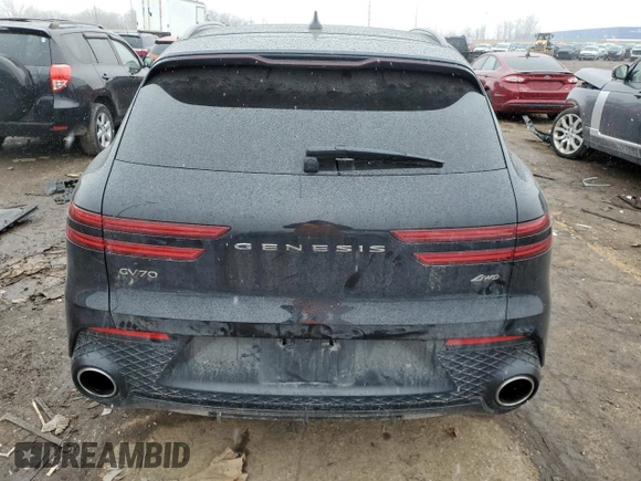2024 Genesis GV70 2.5T with VIN 5NMMADTBXRH010177, listed as a Copart auction lot 48412575 with 18,877 mi miles and Salvage title. Bid and sale history available at DreamBid. Image 6.