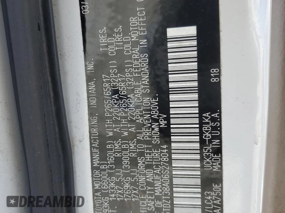 2006 Toyota Sequoia Limited with VIN 5TDZT38A06S278044, listed as a Copart auction lot 51319885 with 279,990 mi miles and Salvage Title. Bid and sale history available at DreamBid. Image 12.