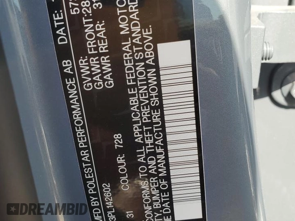 2023 Polestar 2 z VIN YSMED3KA3PL142602, wystawiony jako Copart lot #57248425 z przebiegiem 28 316 mil mil oraz Tytuł czysty. Historia ofert i sprzedaży dostępna na DreamBid. Obrazek 12.