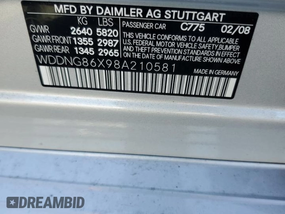 2008 Mercedes-Benz S 550 z VIN WDDNG86X98A210581, wystawiony jako Copart lot #56899455 z przebiegiem 65 763 mil mil oraz Szkoda całkowita • Salvage title. Historia ofert i sprzedaży dostępna na DreamBid. Obrazek 12.