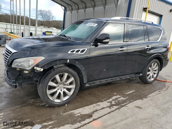 2012 Infiniti QX56 7-passenger with VIN JN8AZ2NF3C9519535, listed as a Copart auction lot 50044195 with 192,712 mi miles and Salvage Title. Bid and sale history available at carsss.com. Image 1.