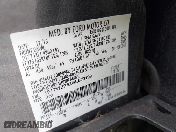 2016 Ford F-250 Lariat с VIN 1FT7W2B62GEB73199, выставлен на аукционе IAAI как лот 42536843 с пробегом 137 804 миль миль и . История ставок и продаж доступна на DreamBid. Изображение 9.