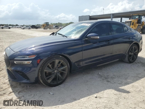 2023 Genesis G70 2.0T with VIN KMTG34TA5PU110175, listed as a Copart auction lot 58297715 with 43,716 mi miles and Salvage title. Bid and sale history available at DreamBid. Image 1.