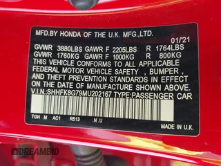 2021 Honda Civic Type R Touring z VIN SHHFK8G79MU202167, wystawiony jako IAAI lot #42443986 z przebiegiem 60 664 mil mil oraz . Historia ofert i sprzedaży dostępna na DreamBid. Obrazek 9.