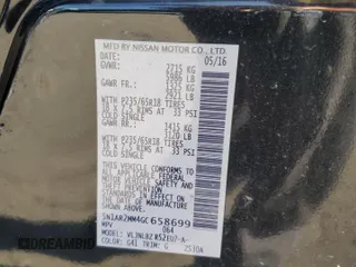 2016 Nissan Pathfinder Platinum with VIN 5N1AR2MM4GC658699, listed as a Copart auction lot 61581475 with 89,985 mi miles and Salvage title. Bid and sale history available at DreamBid. Image 13.