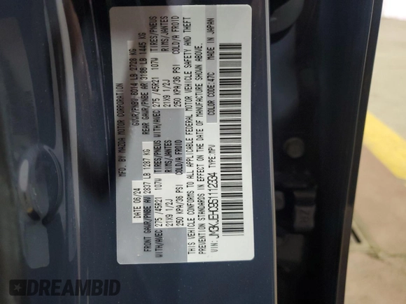2025 Mazda CX-70 с VIN JM3KJEHC9S1112334, выставлен на аукционе Copart как лот 52044705 с пробегом 3 418 миль миль и Списание • Salvage title. История ставок и продаж доступна на DreamBid. Изображение 14.