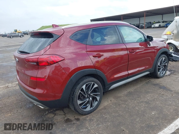 2019 Hyundai Tucson SEL with VIN KM8J33ALXKU855608, listed as a IAAI auction lot 41906199 with 52,741 mi miles. Bid and sale history available at carsss.com. Image 4.
