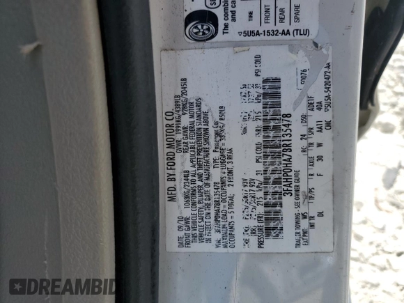 2011 Ford Fusion SE with VIN 3FAHP0HA7BR135478, listed as a Copart auction lot 53678945 with 140,794 mi miles and Salvage Title. Bid and sale history available at carsss.com. Image 12.