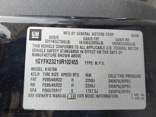 2009 Cadillac Escalade with VIN 1GYFK23219R102455, listed as a IAAI auction lot 42094042 with 238,407 mi miles. Bid and sale history available at carsss.com. Image 9.