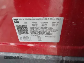 2022 Chevrolet Equinox LT z VIN 3GNAXUEV5NL221803, wystawiony jako IAAI lot #42052976 z przebiegiem 70 931 mil mil oraz . Historia ofert i sprzedaży dostępna na DreamBid. Obrazek 9.