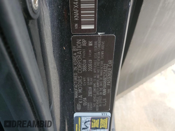 2014 Kia Forte LX with VIN KNAFX4A66E5214322, listed as a Copart auction lot 43783885 with 249,045 mi miles and Salvage Title. Bid and sale history available at carsss.com. Image 14.