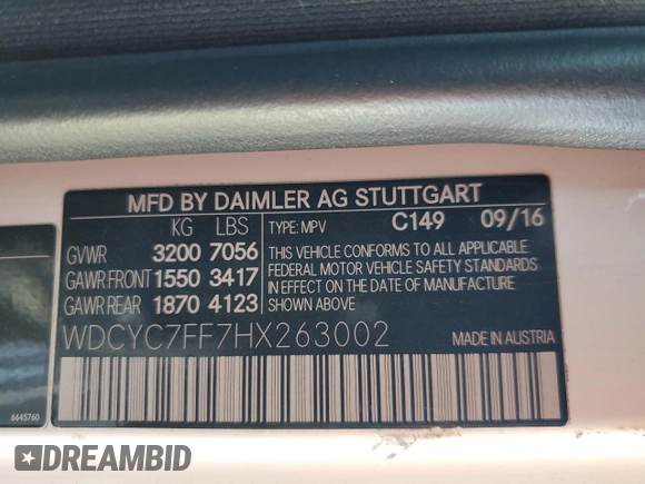 2017 Mercedes-Benz G with VIN WDCYC7FF7HX263002, listed as a Copart auction lot 50230625 with 46,704 mi miles and Salvage Title. Bid and sale history available at DreamBid. Image 13.