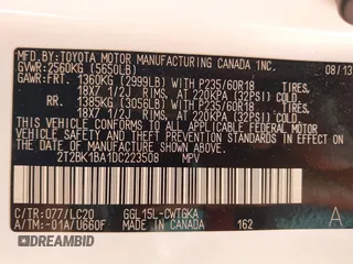 2013 Lexus RX 350 with VIN 2T2BK1BA1DC223508, listed as a IAAI auction lot 42413129 with 126,950 mi miles and . Bid and sale history available at DreamBid. Image 9.