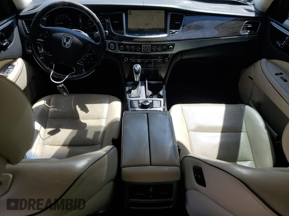 2015 Hyundai Equus Signature with VIN KMHGH4JH3FU099414, listed as a Copart auction lot 53717325 with 133,561 mi miles and Salvage Title. Bid and sale history available at DreamBid. Image 8.
