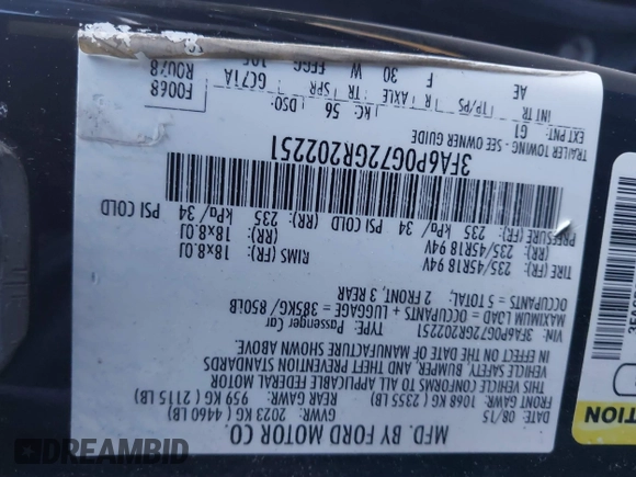2016 Ford Fusion S with VIN 3FA6P0G72GR202251, listed as a IAAI auction lot 41765511 with 121,328 mi miles and . Bid and sale history available at DreamBid. Image 9.