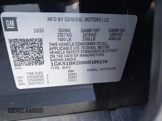 2021 GMC Yukon SLT with VIN 1GKS1BKD0MR199154, listed as a IAAI auction lot 41654239 with 105,357 mi miles. Bid and sale history available at carsss.com. Image 9.