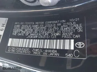 2022 Toyota Prius L Eco with VIN JTDKAMFU0N3161123, listed as a IAAI auction lot 41319184 with 1 mi miles. Bid and sale history available at carsss.com. Image 9.
