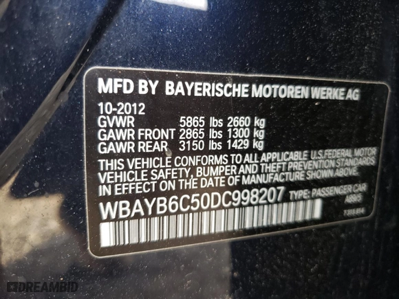 2013 BMW 7 Series 750i xDrive with VIN WBAYB6C50DC998207, listed as a Copart auction lot 78645014 with 132,084 mi miles and Clean Title. Bid and sale history available at carsss.com. Image 12.