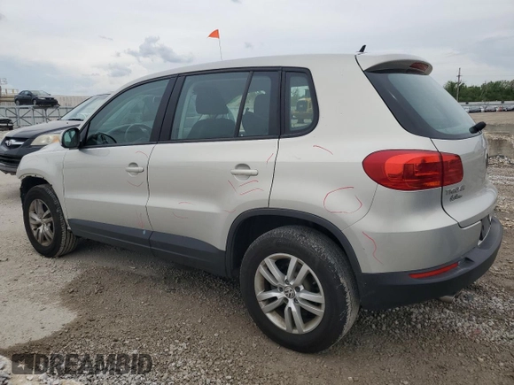 2014 Volkswagen Tiguan S z VIN WVGBV3AX8EW594957, wystawiony jako Copart lot #54565655 z przebiegiem 81 569 mil mil oraz Szkoda całkowita • Salvage title. Historia ofert i sprzedaży dostępna na DreamBid. Obrazek 2.
