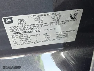 2016 Chevrolet Tahoe LS with VIN 1GNSCAKC2GR110249, listed as a IAAI auction lot 41583619 with 65,542 mi miles. Bid and sale history available at carsss.com. Image 9.