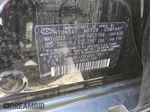 2023 Hyundai Ioniq 6 SEL z VIN KMHM34AA5PA046155, wystawiony jako Copart lot #46656865 z przebiegiem Nie podano mil oraz Czysty tytuł • Clean title. Historia ofert i sprzedaży dostępna na DreamBid. Obrazek 12.