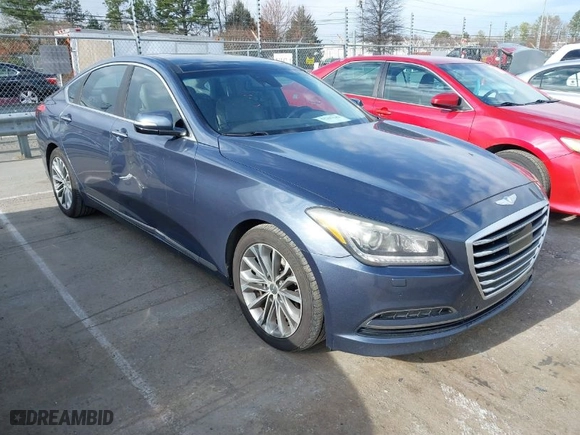 2015 Hyundai Genesis 3.8L with VIN KMHGN4JE6FU037519, listed as a IAAI auction lot 41743242 with 196,098 mi miles. Bid and sale history available at carsss.com. Image 1.
