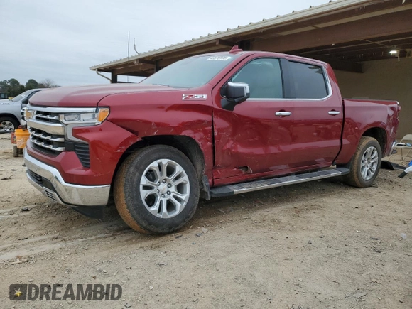 2024 Chevrolet Silverado 1500 LTZ with VIN 1GCUDGED0RZ248641, listed as a Copart auction lot 46076975 with 25,459 mi miles and Salvage Title. Bid and sale history available at DreamBid. Image 1.
