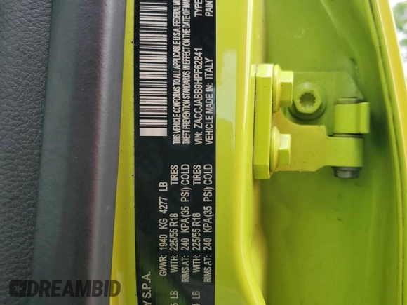 2017 Jeep Renegade Altitude z VIN ZACCJABB9HPF62841, wystawiony jako Copart lot #59734635 z przebiegiem 41 334 mil mil oraz Szkoda całkowita • Salvage title. Historia ofert i sprzedaży dostępna na DreamBid. Obrazek 12.