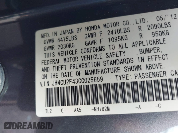 2012 Acura TSX с VIN JH4CU2F43CC025659, выставлен на аукционе IAAI как лот 42675356 с пробегом 122 246 миль миль и . История ставок и продаж доступна на DreamBid. Изображение 9.