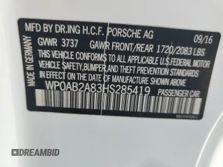 2017 Porsche Cayman S с VIN WP0AB2A83HS285419, выставлен на аукционе Copart как лот 73873894 с пробегом Не указан миль и Списание • Salvage title. История ставок и продаж доступна на DreamBid. Изображение 13.