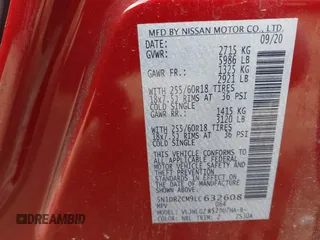 2020 Nissan Pathfinder SL with VIN 5N1DR2CM9LC632608, listed as a IAAI auction lot 42291395 with 91,313 mi miles and . Bid and sale history available at DreamBid. Image 9.