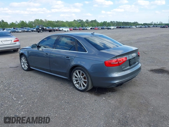 2014 Audi A4 Premium Plus with VIN WAUFFAFL8EN028877, listed as a IAAI auction lot 41736915 with 112,021 mi miles. Bid and sale history available at carsss.com. Image 3.