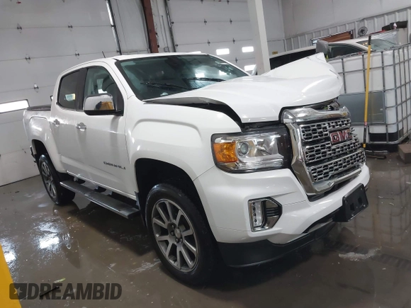 2021 GMC Canyon 4WD Denali with VIN 1GTG6EEN0M1229180, listed as a IAAI auction lot 41298304 with 55,865 mi miles. Bid and sale history available at carsss.com. Image 1.