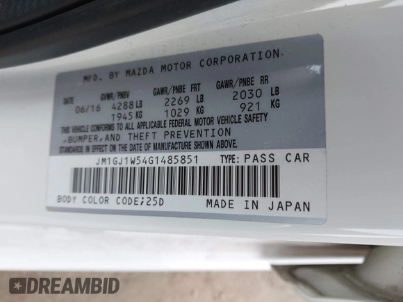 2016 Mazda 6 i Grand Touring with VIN JM1GJ1W54G1485851, listed as a IAAI auction lot 41629410 with 91,327 mi miles. Bid and sale history available at carsss.com. Image 9.
