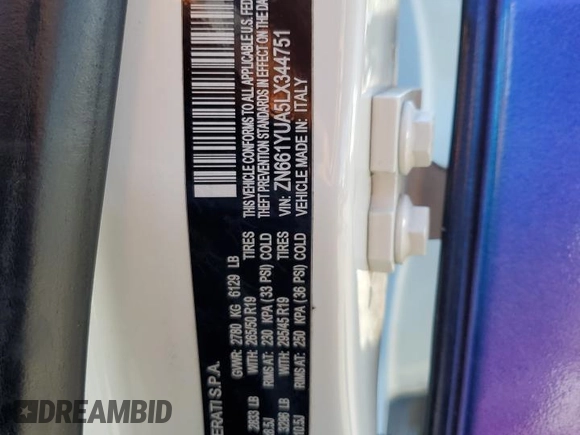 2020 Maserati Levante S z VIN ZN661YUA5LX344751, wystawiony jako Copart lot #53500525 z przebiegiem 90 090 mil mil oraz Szkoda całkowita • Salvage title. Historia ofert i sprzedaży dostępna na DreamBid. Obrazek 15.