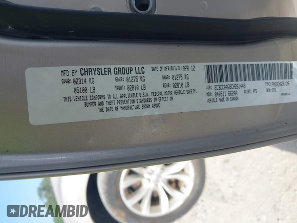 2012 Chrysler 300 with VIN 2C3CCAAG8CH261449, listed as a IAAI auction lot 42126170 with 189,961 mi miles and . Bid and sale history available at DreamBid. Image 9.